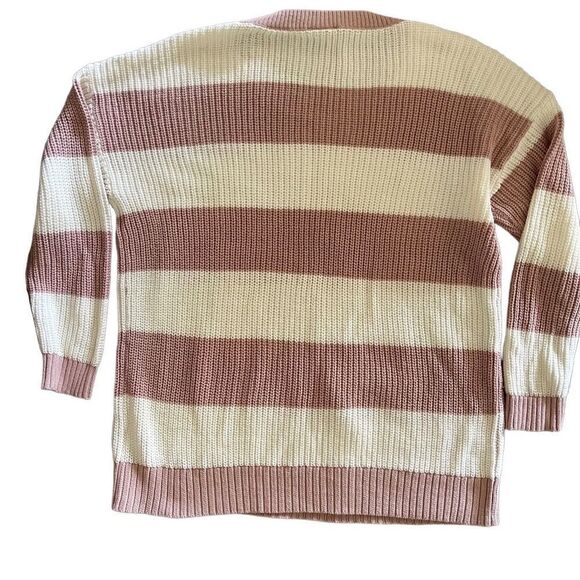 Torrid pullover drop shoulder striped pink & white cotton blend sweater sz L - Picture 7 of 13